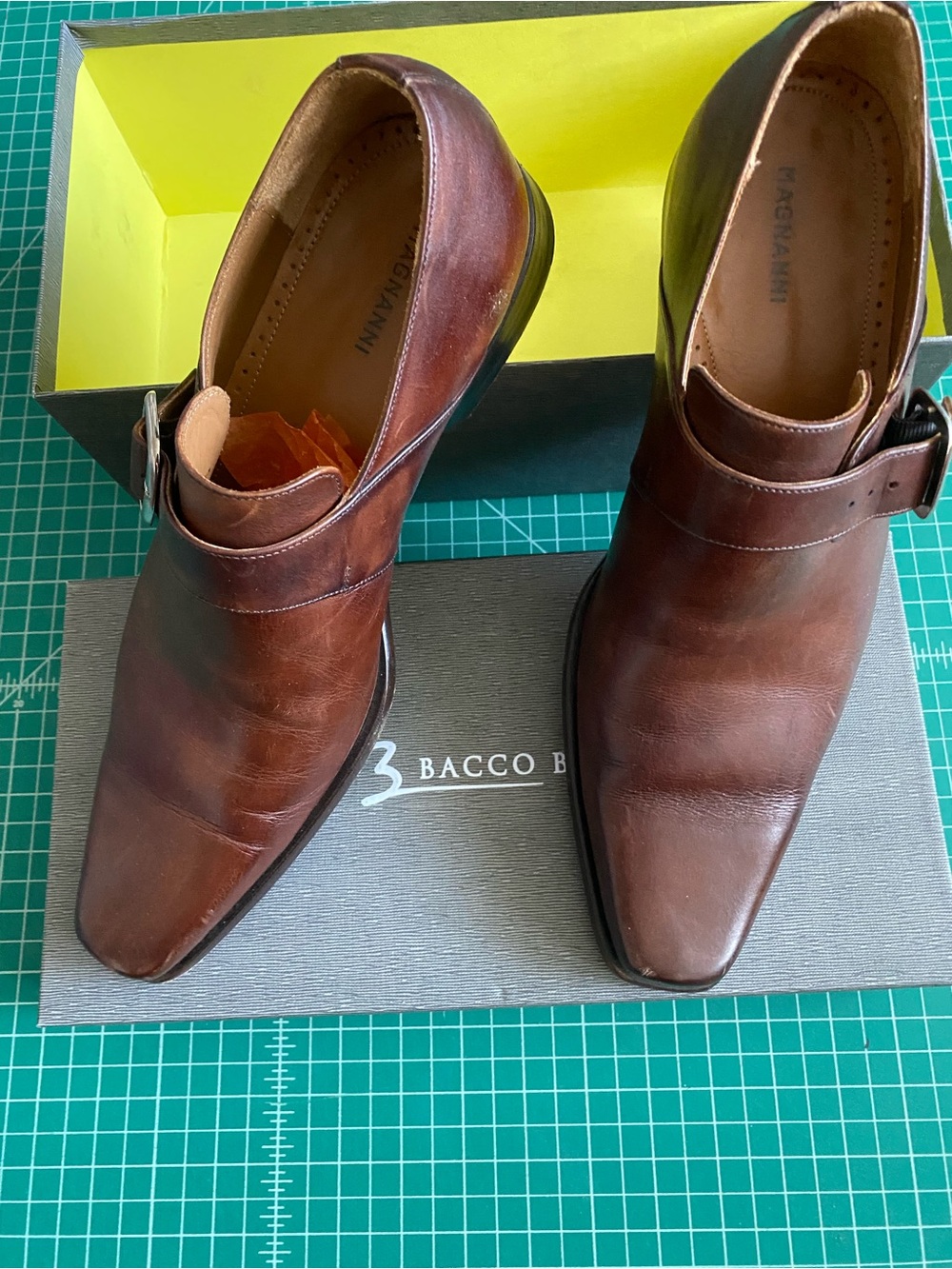 Magnanni Chestnut Brown Single Monk Strap Leather Oxfords